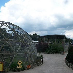 Parrotsphere and Bird Show Theatre viewed from the monorail, 7th July 2014