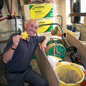 Celebrating the award of a Pertinax Gold Star..........with the cart that m