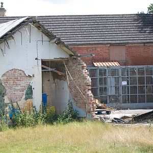 Peeping through at the aviaries in the Keepers' Yard, 4th August 2014