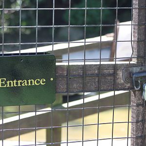 New signage on the walk-through aviary entrance (not surprisingly!) door, 9