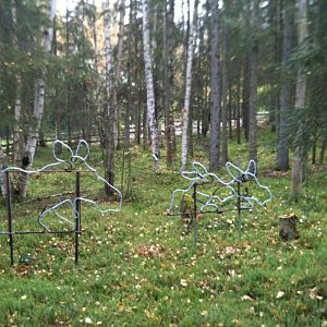 Moose cow and calves light display for winter nights at the zoo