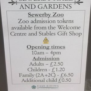 Admission details signage, 11th October 2014