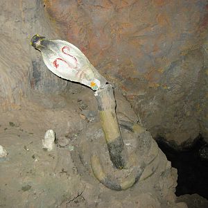 statues in faux cave