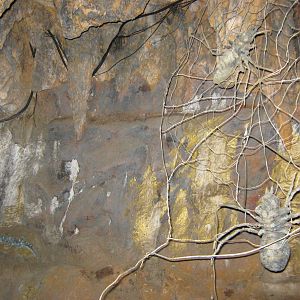 statues in faux cave