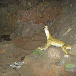 statues in faux cave