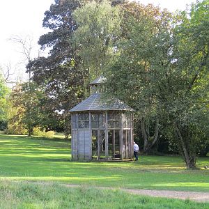 Reconstructed aviary - Woburn Abbey, September 2014.