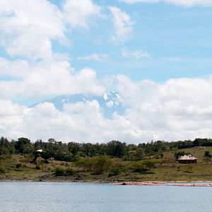 Big Momella Lake and Kilimanjaro in the background