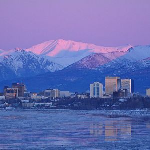 Alpineglow over Anchorage - Alaska