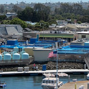 Off-exhibit Marine Mammal Tanks seen from Bayside Skyride