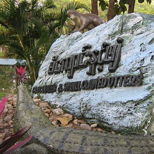 crocodile and otter statues