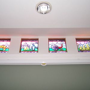 Stained Glass windows in the restored members room