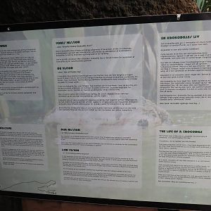 Welcome sign with details on the zoo's work, June 2015.