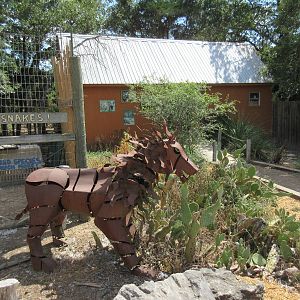 Entrance Building - with metal lion statue