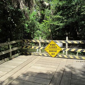 Nile Crocodile Exhibit - warning sign above croc pool