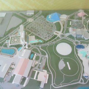 Moody Gardens - model of complex (3 pyramids are in top-right corner)