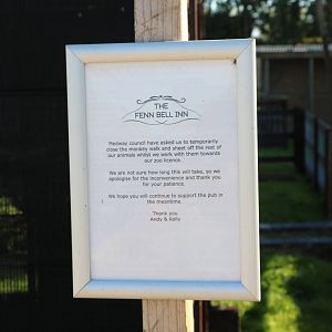 Zoo licence application sign - Fen Bell Inn, October 2015