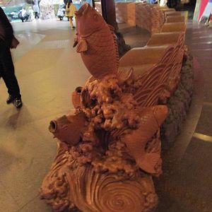 Statue at end of low banister