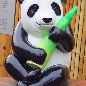 Statue commemorating giant panda Ming; London Zoo; 28th November 2015