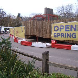 Barrier blown over by wind