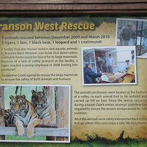 Turpentine Creek Wildlife Refuge (Arkansas) - Rescue Sign