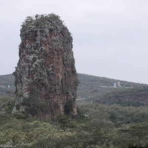 Volcanic Plug with Geothermal Power Station Behind - Hell's Gate National P