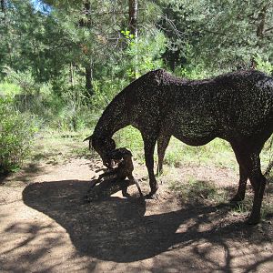 Barbed-Wire Sculpture - Mare + Foal