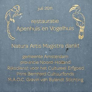 Sign about renovation Bird and Monkey house