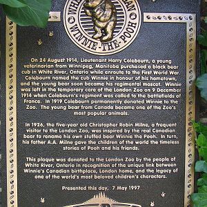 Memorial tablet of Winnie, the story of Winnie-the-Pooh