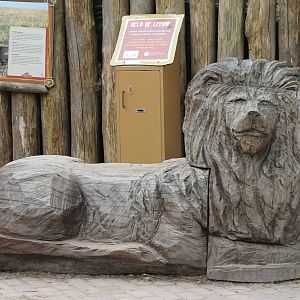 Wooden statue Lion