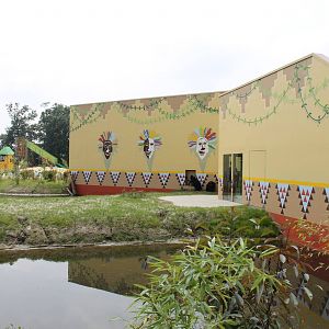 Chimp-house and outdoor enclosure