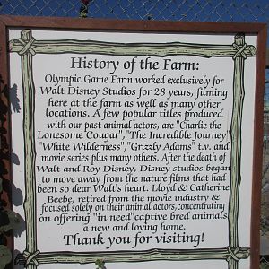 Olympic Game Farm - History of the Farm Sign