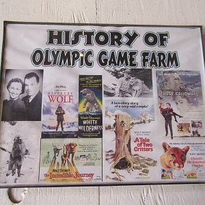 Olympic Game Farm - History Sign (movie posters)
