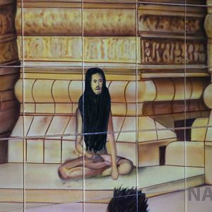 Unusual man on one of the murals, March 2016