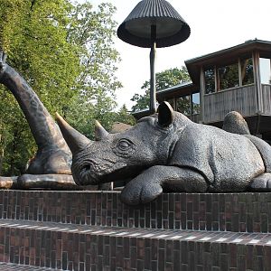 Statues in front of entrance