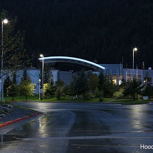 Building exterior at dusk