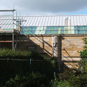 View of re-roofing of the Monkey House