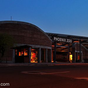 zoo entrance at dusk