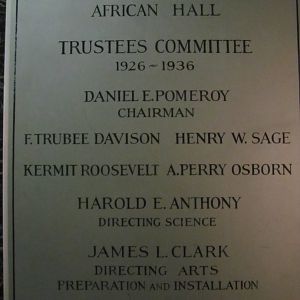 Akeley Hall of African Mammals Trustees Plaque