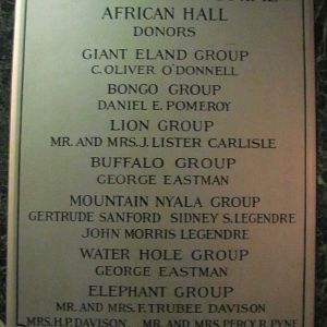 Akeley Hall of African Mammals Donors Plaque 1