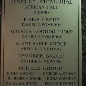 Akeley Hall of African Mammals Donors Plaque 2