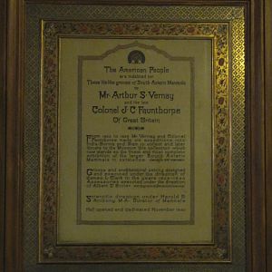 Vernay-Faunthorpe Hall of Asian Mammals Memorial Plaque