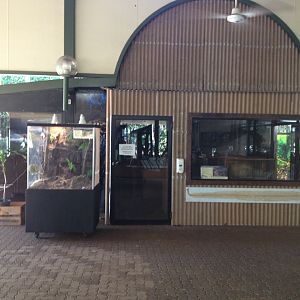 Frilled Lizard enclosure (left) & Northern Blue-tongued Lizard enclosure (right)