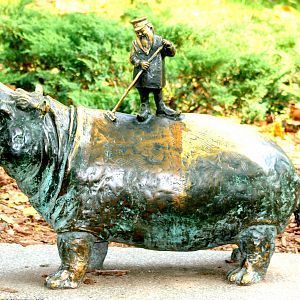 Hippopotamus statue; Wroclaw; 8th September 2017