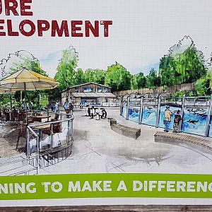 Future development sign - penguin enclosure and eating