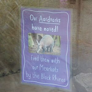 Signage on Aardvark enclosure