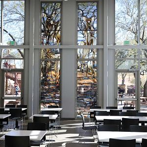 new cafe interior (huge stained glass)