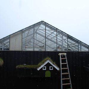 Glass roofed building