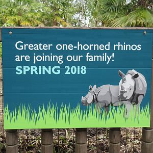New Exhibit Sign (two male rhinos will go into old elephant yard)