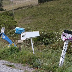 Rural roadside letterboxes.   Tasmania