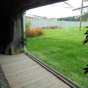 View to outside from interior walkway